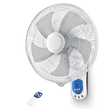 Imagem de Ventilador montado na parede casa dormitório restaurante controle remoto temporizador ventiladores oscilantes sala de jantar sala de estar refrigerador de ar elétrico 3 controles de velocidade vento forte, branco, 34 cm