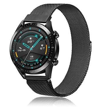 Imagem de AxBALL Pulseira para Huawei Watch GT Strap/GT 2 Strap 46mm Metal Substituição Strap Pulseira para Huawei Watch GT/GT 2e/GT 2 Smart Watch/Samsung Galaxy Watch 46mm/Gear S3 (Color : Black)