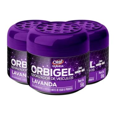 Imagem de Kit com 3 Odorizadores Cheirinho Automotivo Em Gel Fragrância Lavanda 55g Orbi Química