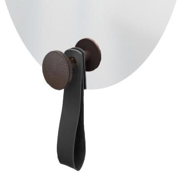 Imagem de Espelho Funcional Hook Corten Com Corino Preto 60X40Cm Oval