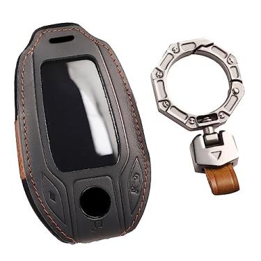 Imagem de HIBEYO Capa para chave de chave para BMW LCD capa de couro para BMW 5 6 7 Series G01 G11 G12 G30 G31 X3 X4 X5 730li 740li 740li 750li acessórios LCD controle inteligente protetor de chave automática -