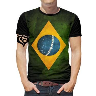 Imagem de Camiseta Do Brasil Plus Size Bandeira Masculina Blusa - Alemark
