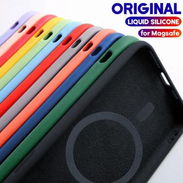 Imagem de Capa Magsafe de Silicone Líquido Original Case para Apple Iphone 14 13 12 Mini 11 Pro Max X Xs Xr 7