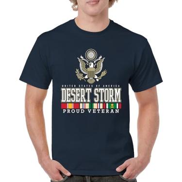 Imagem de Camiseta masculina Desert Storm Proud Veteran Army Gulf War Operation Served DD 214 Veterans Day Patriot, Azul marinho, G