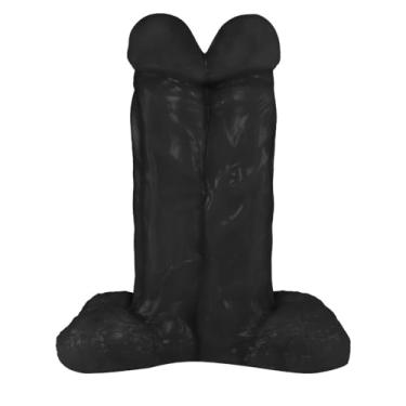 Imagem de Pênis Maciço Juntos em PVC Flexível Atóxico 16,5 x 6,5cm Preto