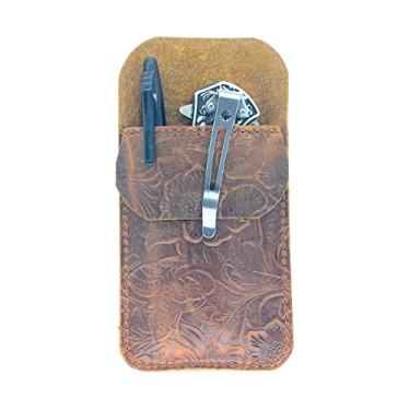 Imagem de JJNUSA Alça de bolso de couro EDC, manga de canivete e suporte de caneta para transporte diário, acessórios de acampamento