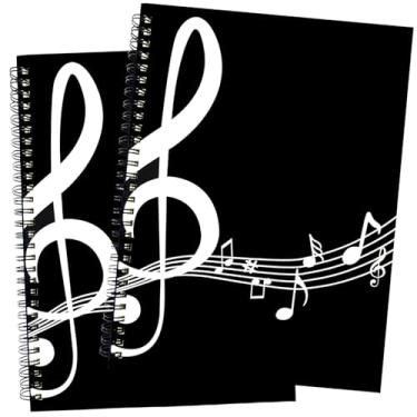 Imagem de HXYCNNA 2 cadernos musicais, cadernos espirais, cadernos musicais, manuscrito de música, caderno de capa dura, caderno de partituras em branco, livros de composição (100 folhas/200 páginas, 26 x 19