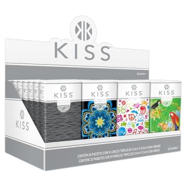 Imagem de Kiss Lenço Facial de Bolso Folha Tripla Branca, 10 Packs Lenços, Embalagens Sortidas