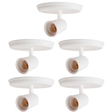 Imagem de Kit 5 Luminárias Spot de Sobrepor 1 Lâmpada Direcionável E27 Articulado (branco)