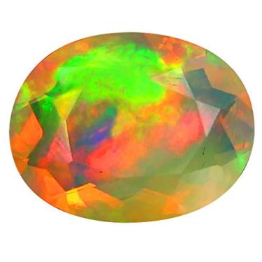 Imagem de 1,60 ct AAA+ Qualidade da pedra preciosa corte oval (11 x 8 mm) opala arco-íris não aquecida genuína e extraída da pedra preciosa solta da Terra