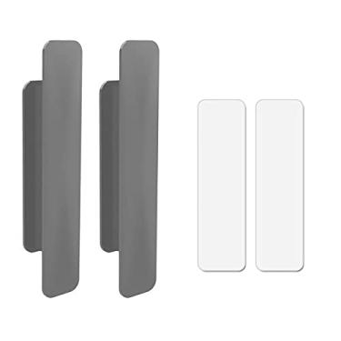 Imagem de 2 peças de maçaneta auto-adesiva para casa Maçaneta sem perfurações, porta de vidro, janela de correr, puxar e empurrar, puxar e puxar acessório da porta da maçaneta auxiliar, cinza, h