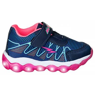 Imagem de Tênis Infantil Feminino com Luzes de Led MP1717A - AS015 Cor:Azul Marinho-Pink Fixador;Tamanho:23