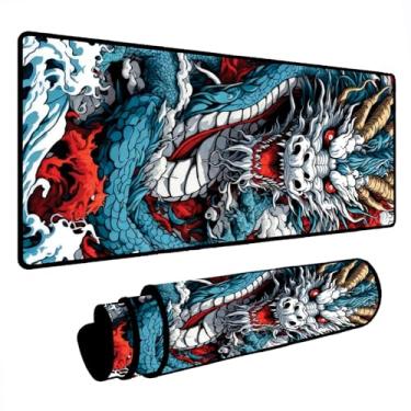 Imagem de Mouse Pad Gamer Deskpad Speed Extra Grande Profissional com Borda Costurada 80x40cm - Dragão Oriental