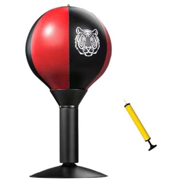 Imagem de Colaxi Saco de boxe de mesa, bola de boxe com inflador, couro pu para crianças e adultos, treinamento de sparring, bola de velocidade, preto vermelho