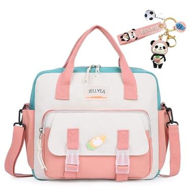 Imagem de JELLYEA Mochila Kawaii linda bolsa de ombro feminina escolar transversal com acessórios Kawaii multiuso, Rosa escuro, One Size