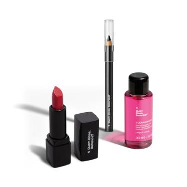 Imagem de Combo Mini Make Básica: Batom Vermelho 1,6g + Lápis de Olhos Preto 600mg + Óleo de Limpeza Facial 30ml