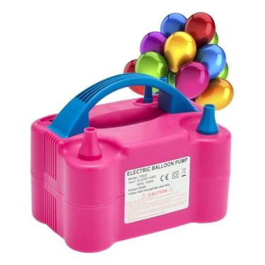 Imagem de BESTVIRTUAL ECOMMERCE Bomba Compressor Elétrico Inflador Bomba de Encher Bexigas e Bolas de Festa Aniversário Casamento 2 Bicos (ROSA, 220V)