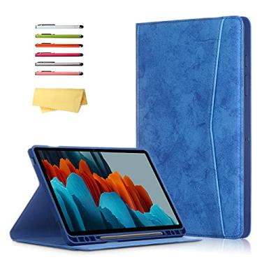 Imagem de UUcovers Capa para Samsung Galaxy Tab S7 FE/Galaxy Tab S8 Plus/S7 Plus 31.5 cm (SM-X800/X806/T730/T738/T970/T975) com suporte/porta-lápis [hibernar/despertar automático], mármore azul escuro