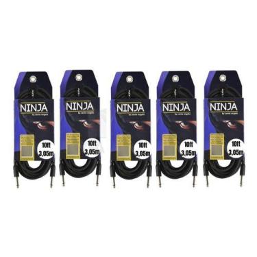Imagem de 5 Cabo de Guitarra 0.20mm Preto e Conectores P10 Mod Ninja Cable 10FT/