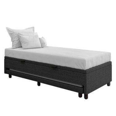 Imagem de Bicama Box Baú Solteirão 96x188 cm Samy S05 Linho Preto - Mpozenato, P