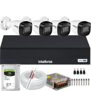 Imagem de kit Cftv 4 Câmeras Intelbras 1220 Full Color 1080p Colorido Noite Dvr 