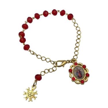 Imagem de Pulseira Dezena Jesus Das Santas Chagas Cristal Vermelho - Padre Regin
