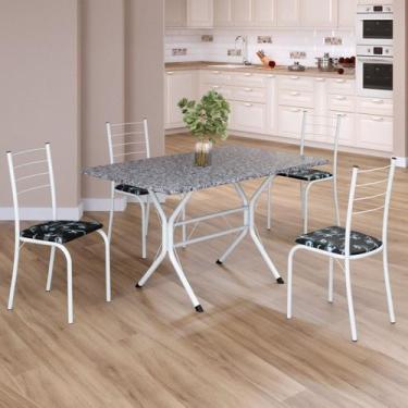 Imagem de Conjunto Sala de Jantar Mesa Retangular 100x60cm Tampo Granito Ocre 4 