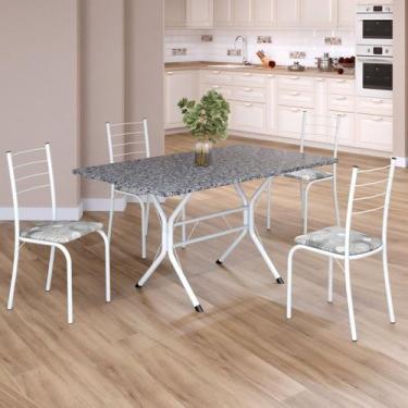 Imagem de Conjunto Sala de Jantar Mesa Retangular 120x75cm Tampo Granito Ocre 4 