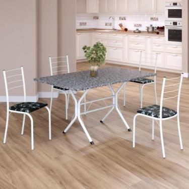 Imagem de Conjunto Sala de Jantar Mesa Retangular 120x75cm Tampo Granito Ocre 4 