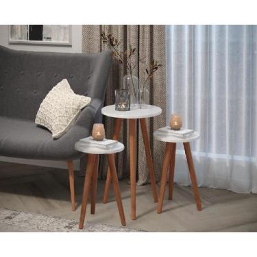 Imagem de Kit DE Mesinhas Elegantes Of White Para Varanda Gourmet - Móveis C.