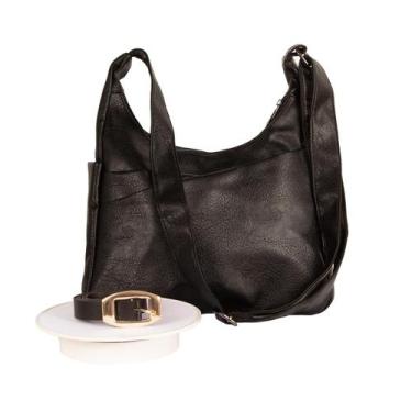 Imagem de Kit Bolsa Feminina Transversal Resistente Média Com Cinto Fivela Alta 