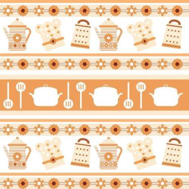 Imagem de Papel de Parede Adesivo Autocolante Vinil Casual Cozinha Panelas Flore