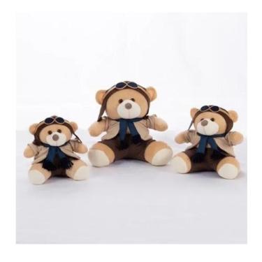 Imagem de Trio De Ursinhos Para Nichos 15cm 20cm 25cm Coroa - Aviador - Menino -