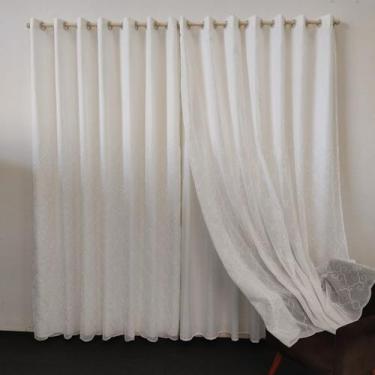 Imagem de Cortina Alto Padrão Bordada Voil Forro Microfibra Leve 4,00x2,50 - Sal