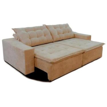 Imagem de Sofá Amazonas 290 cm Retrátil com Molas Suede Veludo Light Castor - So