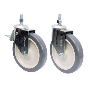 Imagem de (4pçs) Rodizio Girat. Rosca 6pol. R612 Bp Pvc Anti Risco (2 Com Freio 