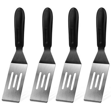 Imagem de Espátula pequena de 4 peças, mini espátula de servir para uso na cozinha, espátula de metal para servir e virar, ideal para panquecas, brownies, sobremesas, biscoitos, ovos ou frigideiras pequenas