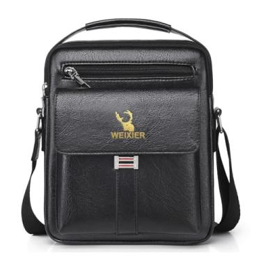 Imagem de Bolsa mensageiro masculina transversal pequena vintage couro PU bolsa bolsa transversal lateral, Bolsa masculina preta, Small