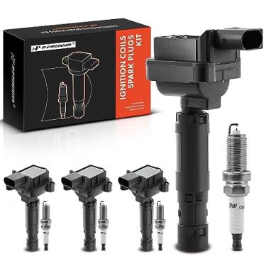 Imagem de A-Premium Kits de bobinas de ignição e velas de ignição compatíveis com Mercedes Benz C230 2003 2004 2005 L4 1.8L conjunto de 4 peças