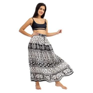 Imagem de Saia Maia Indiana Longa 3 Cores Tamanho Único - Loja da Índia , Preto
