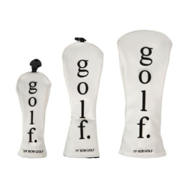 Imagem de Pegciuho 3Pcs Golf Wood Headcovers, Golf Wood Head Covers, Long Neck Golfer Equipment Golf Club Cover Capa protetora para áreas externas, Branco