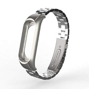 Imagem de Pulseiras NSmart em aço 3 elos compatível com MI Band 4 ou 3 + Películ
