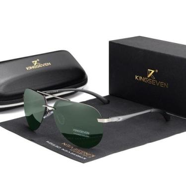 Imagem de Óculos De Sol Masculino Kingseven Aviador Polarizado Luxuoso, Verde