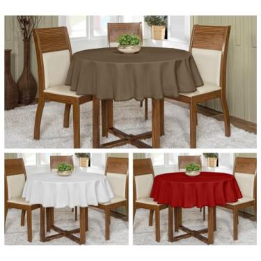 Imagem de Kit 3 Toalhas De Mesa Oxford 4 lugares Redonda 1,45m Várias Cores Buff