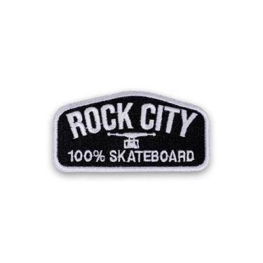 Imagem de Patch Rock City 100% Skateboard Termocolante Preto/Branco, PRETO/BRANC