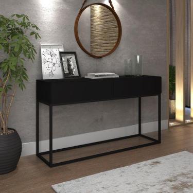 Imagem de Aparador Para Quarto 2 Gavetas  Pés Estilo Industrial Eros Preto - LCN