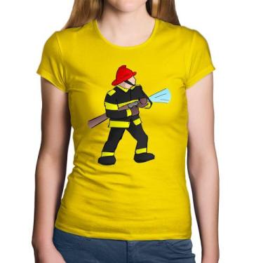 Imagem de Baby Look Algodão Bombeiro - Foca na Moda, Amarelo, M