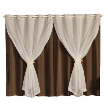 Imagem de Cortina Para Sala E Quarto 2.80 x 1.70 Marrom Varão Único - ENTROU COM