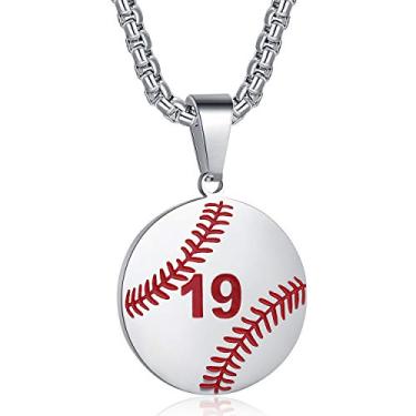 Imagem de Rehoboth Colar com pingente de cruz número de atleta de beisebol número 0-99 para meninos meninas mulheres homens 61 cm (56 cm + 5 cm ajustável) corrente de aço inoxidável Filipenses 4:13 nas costas I