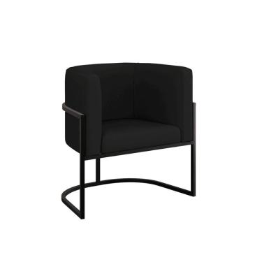 Imagem de Cadeira Poltrona Lua Corino Base De Metal Preta Reforçada Preto